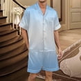 thumbnail image 2 of Men's Gradient Printed Silk Satin Short Sleeve Button Up Pajama Loungewear Set for Comfortable Sleep, 2 of 4