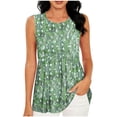 thumbnail image 2 of Fewfanhot Women's Tops Summer Tank Tops 2026 Pleated Crew Neck Floral Loose Fit Casual Sleeveless Flowy Boho Tunic Shirts, 2 of 6