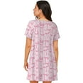 thumbnail image 3 of Horeoi Ribbon Bow Print Women's Short-sleeved Nightdress Breathable Cotton-like Material Loose A-line Knee-length, 3 of 6