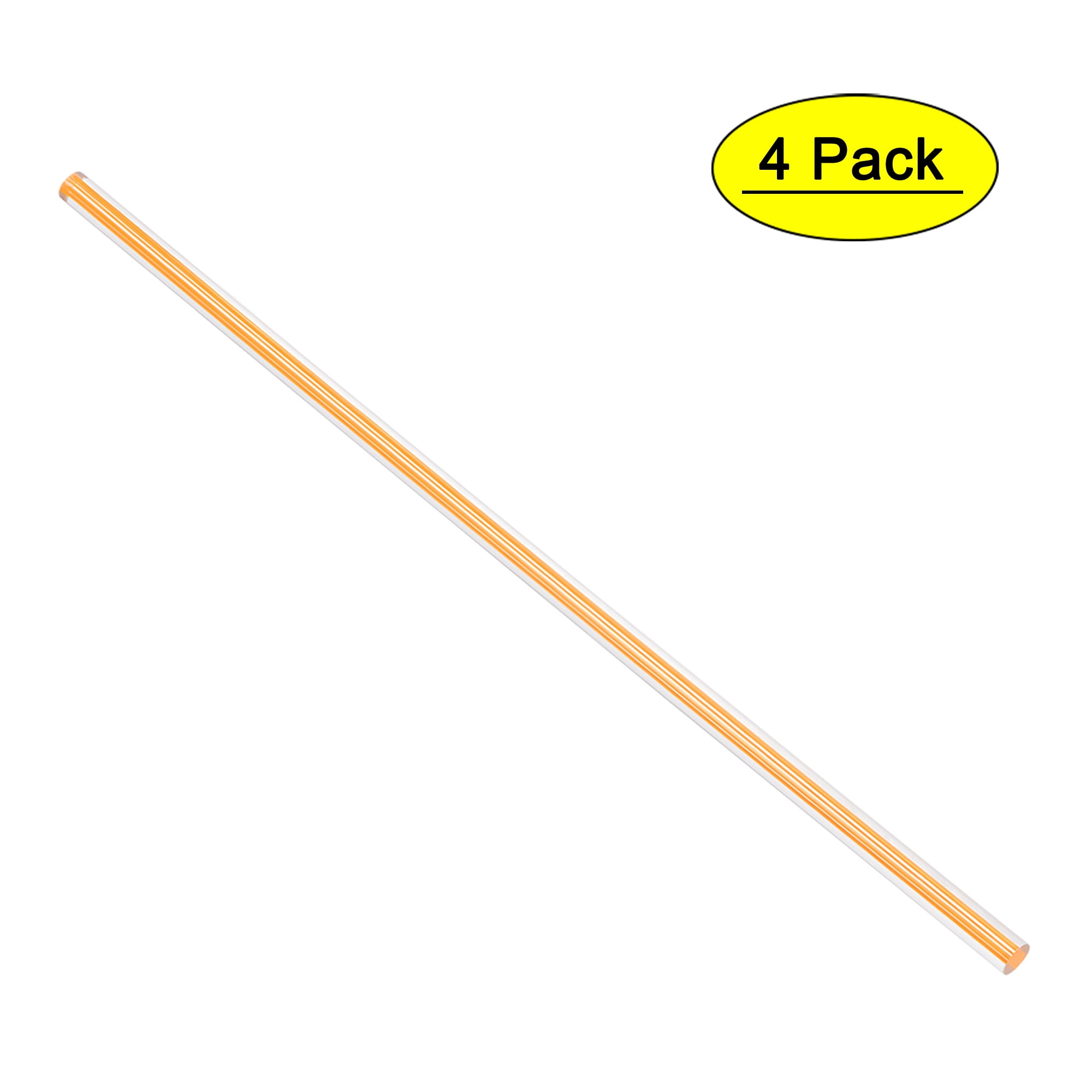 6mmx247mm Straight Yellow Line Solid Acrylic Round Rod Bar 4pcs