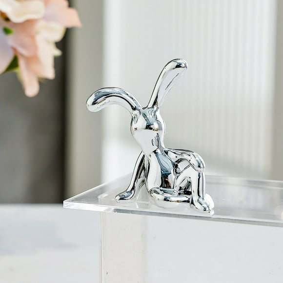 Rabbit Figurines, Decorative Electroplated Bunny Statues with Embellishments, Trinket Storage Box, Paper Box Ornaments featuring Exquisite Colour and Cute Design for Home Decoration
