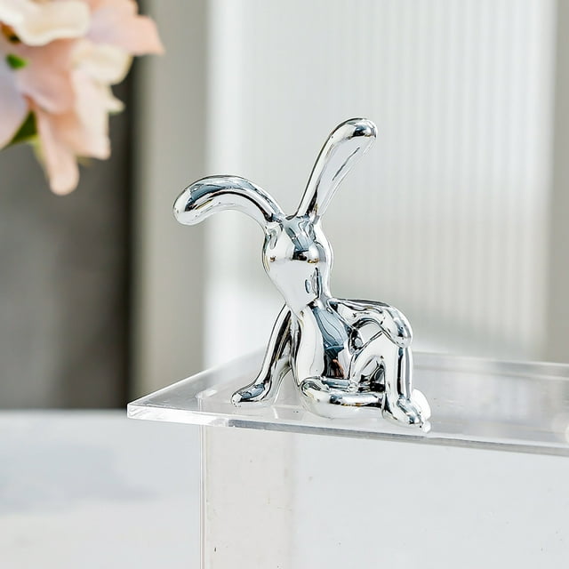 Fiudx Originality Rabbits Crafts with Embellishment Electroplating Household Paper Box Jewelry Storage Box Ornaments
