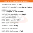 thumbnail image 2 of Max Advanced Brakes - Brake Kit for 2005 2006 2007 2008 Hyundai Sonata 2.4L Tucson FWD Kia Optima 5 lug Sportage Rear Replacement Geomet Coated Disc Brake Rotors and Ceramic Brake Pads, 2 of 9
