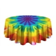 thumbnail image 5 of Rainbow Tie Dye Mandala Pattern Round Tablecloth 60"x60",Wrinkle Wipeable Table Cloth for Kitchen Dining Room Picnic Patio Party, 5 of 6