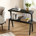 thumbnail image 5 of Finmind Narrow End Table, 2-Tier Farmhouse Sofa Side Table with Solid Wood Legs & Storage Shelf for Living Room, Black, 5 of 5