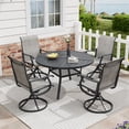 thumbnail image 5 of DIFY 40.6" Round Metal Patio Dining Table for 4, Outdoor Table with Umbrella Hole & Shelf, Dark Gray, 5 of 7