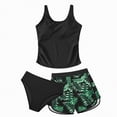 thumbnail image 5 of HCNTES Girls Tankini Swimsuit Solid Ruched Side Square Neck Top with Tropical Printed Shorts 2 Piece Girls Bathing Suits(Black,15-16 Y), 5 of 5