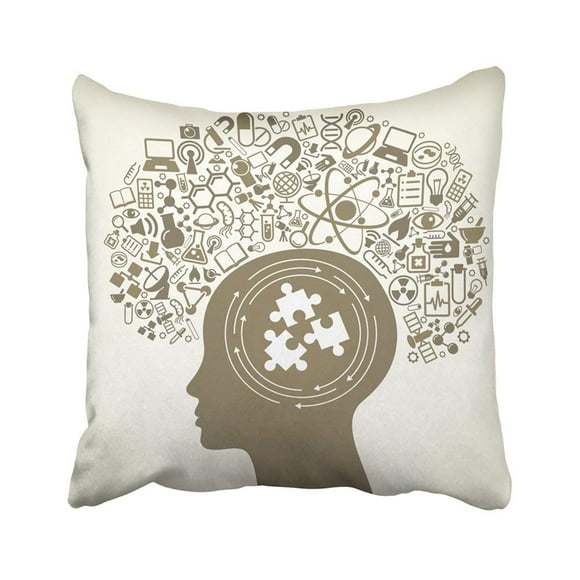 RYLABLUE Human Head And Science The Of Learning Research And Discovery Modern Technological Pillowcase Throw Pillow Cover Case 18x18 inches