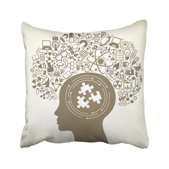 RYLABLUE Human Head And Science The Of Learning Research And Discovery Modern Technological Pillowcase Throw Pillow Cover Case 18x18 inches