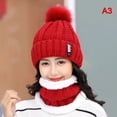 thumbnail image 6 of Winter Knitted Scarf Hat Set Thick Warm Skullies Beanies Hats For Women Outdoor Cycling Riding Ski Bonnet Caps Scarf, 6 of 9