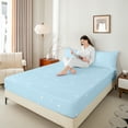 thumbnail image 4 of Castle Fairy Bling Stars Print Twin Sheet Sets 3pcs for Kids Teens Adults,Blue White Twin Fitted Sheet Microfiber,Dreamy Princess Breathable Flat Sheet,Ultra Soft Home Decor, 4 of 7