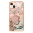 thumbnail image 2 of ELEHOLD for iPhone 13 6.1 inch Marble Case, Clear Electroplated Frame Soft TPU Anti-Scratch Wear-Resistant Wireless Charging Slim Fit Transparent Case for iPhone 13, Rosegold, 2 of 9