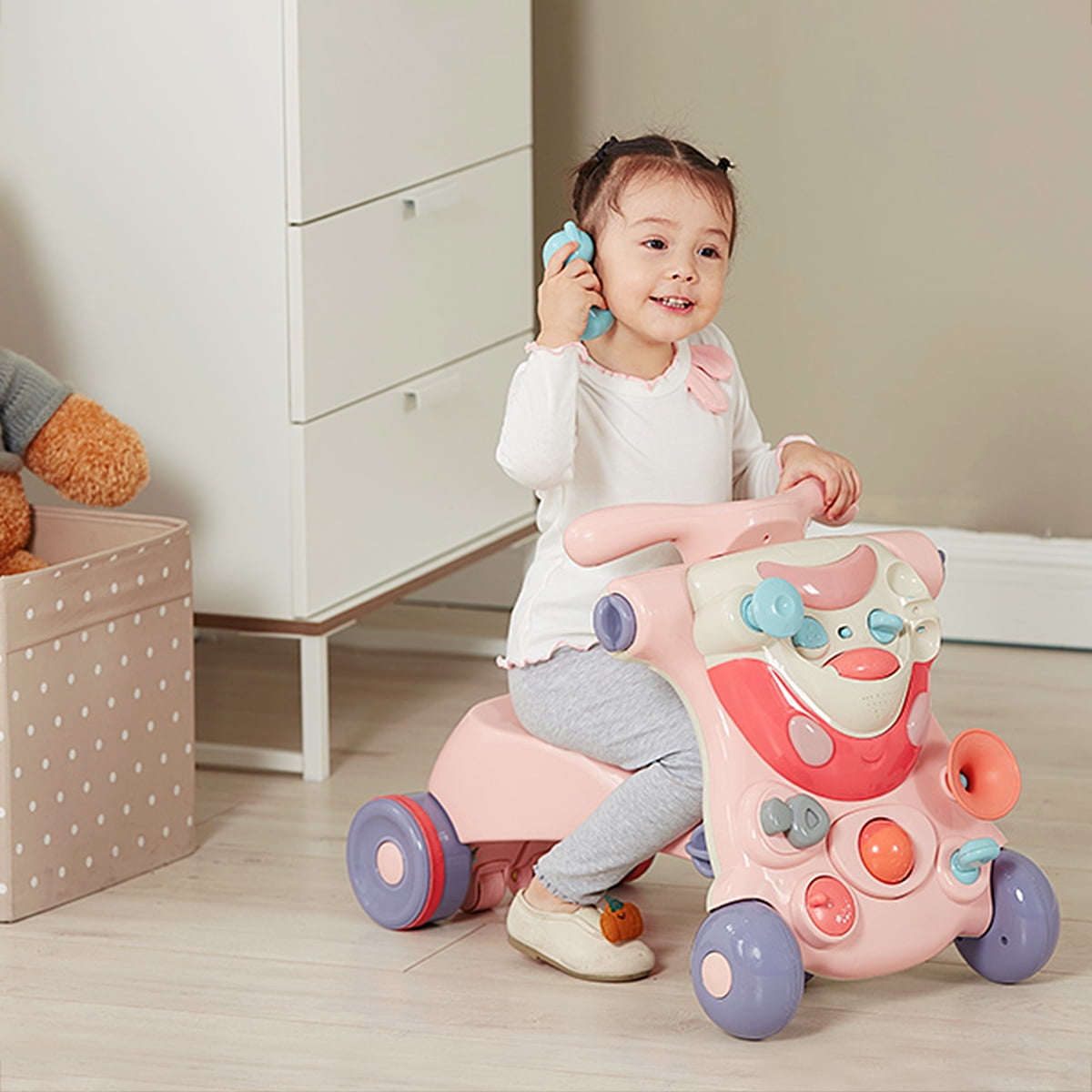Infans 2-in-1 Baby Sit-to-Stand Walker Kids Activity Center Toddler Walking Toy Blue