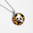 thumbnail image 4 of Panda Sunflower Glass Design Circular Pendant Necklace - Stylish Jewelry for Women, 4 of 5