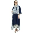 thumbnail image 3 of Bimba Rayon Navy Blue High Low Designer Kurta Casual Wear Kurti With Scarf - 16, 3 of 3
