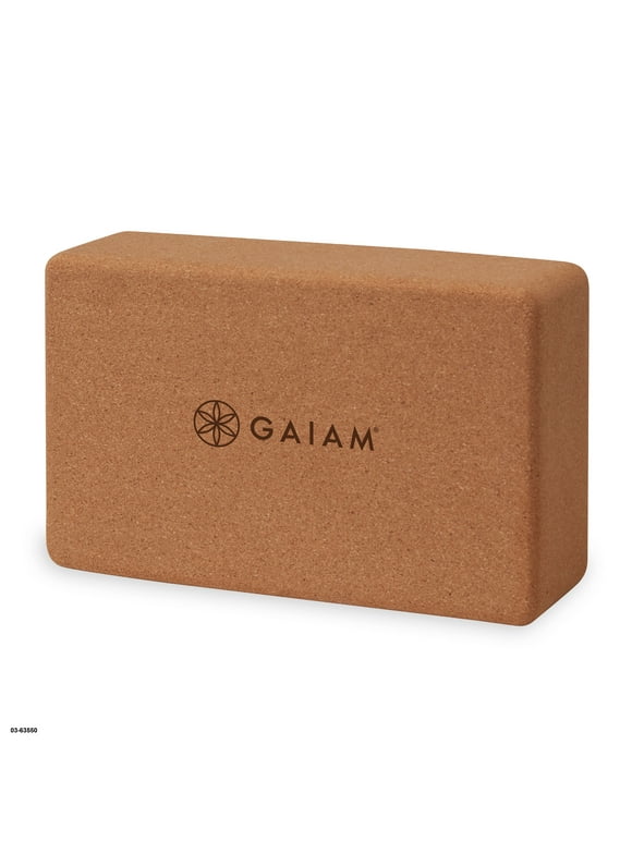 Gaiam Cork Yoga Brick, Made from Sturdy Sustainable Cork, 3 In. Thickness