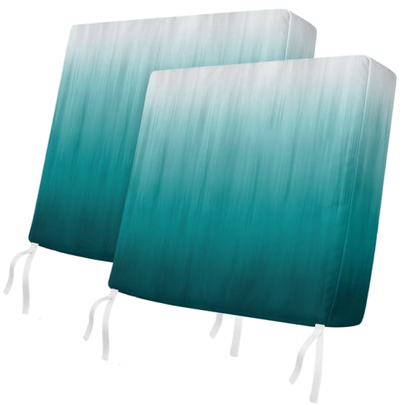 Outdoor Patio Cushion Covers 2 Pack Turquoise Chair Cushion Seat Pads with Ties & Zipper Waterproof Seat Cover Abstract Gradient Color Chair Slipcovers for Outdoor Furniture Couch Sofa 24x24 Inch