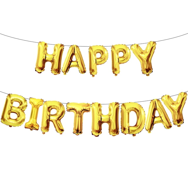 Guirnalda de Globos Joycard 16" Letras de Papel Metálico Dorado Feliz Cumpleaños