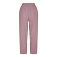 thumbnail image 4 of AIEOTT Womens Casual Cotton Linen Baggy Pants Casual Elastic Waist Pants Plus Size Lounge Pants Loose Fit Trousers with Pockets, 4 of 6