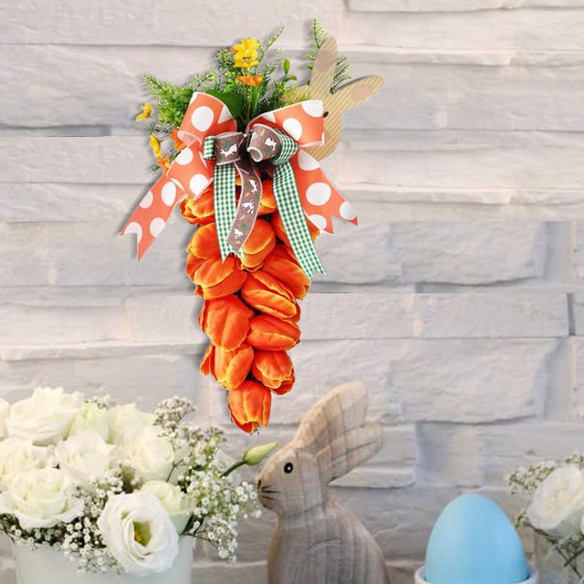 floral de zanahoria con tulipanes colgantes con simulación de hojas para puerta delantera, decoración de festival, boda, jardín
