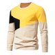 thumbnail image 1 of Blusas y camisas de manga larga y cuello redondo para hombre, estilo casual, con retazos, de manga larga y cuello redondo., 1 of 6