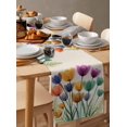 thumbnail image 6 of Ldtrchee Tulips Countryside Table Runner 120 Inches, Purple Blue Colorful Flowers Field Bed Runner Dresser Scarves Tabletop for Indoor Outdoor Parties/Ceremony/Banquet, 13"x 120", 6 of 8