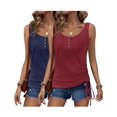 thumbnail image 1 of Camisetas sin mangas Zeagoo para mujer 2025 con cuello en U y fruncidas laterales, paquete de 2, 1 of 5