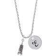 thumbnail image 1 of Delight Jewelry Pagoda with Clear Crystal Silvertone Script Initial Disc - E - Charm Necklace, 20"+3", 1 of 4