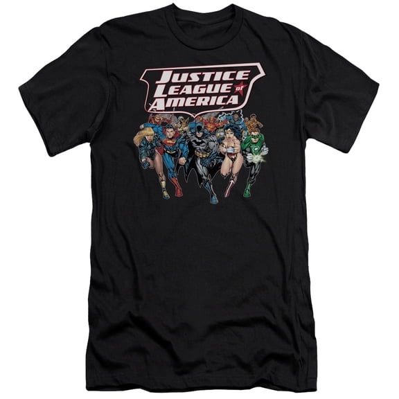 JLA Justice League Charging Justice S/S Adult 30/1 T-Shirt Black