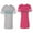 Men Heather / Women Pink, variant on Better Together Unisex Couple Matching Cotton Jersey style T-Shirt Contrasting stripes on sleeves (Men Heather / Women Black) (Men S / Women S)