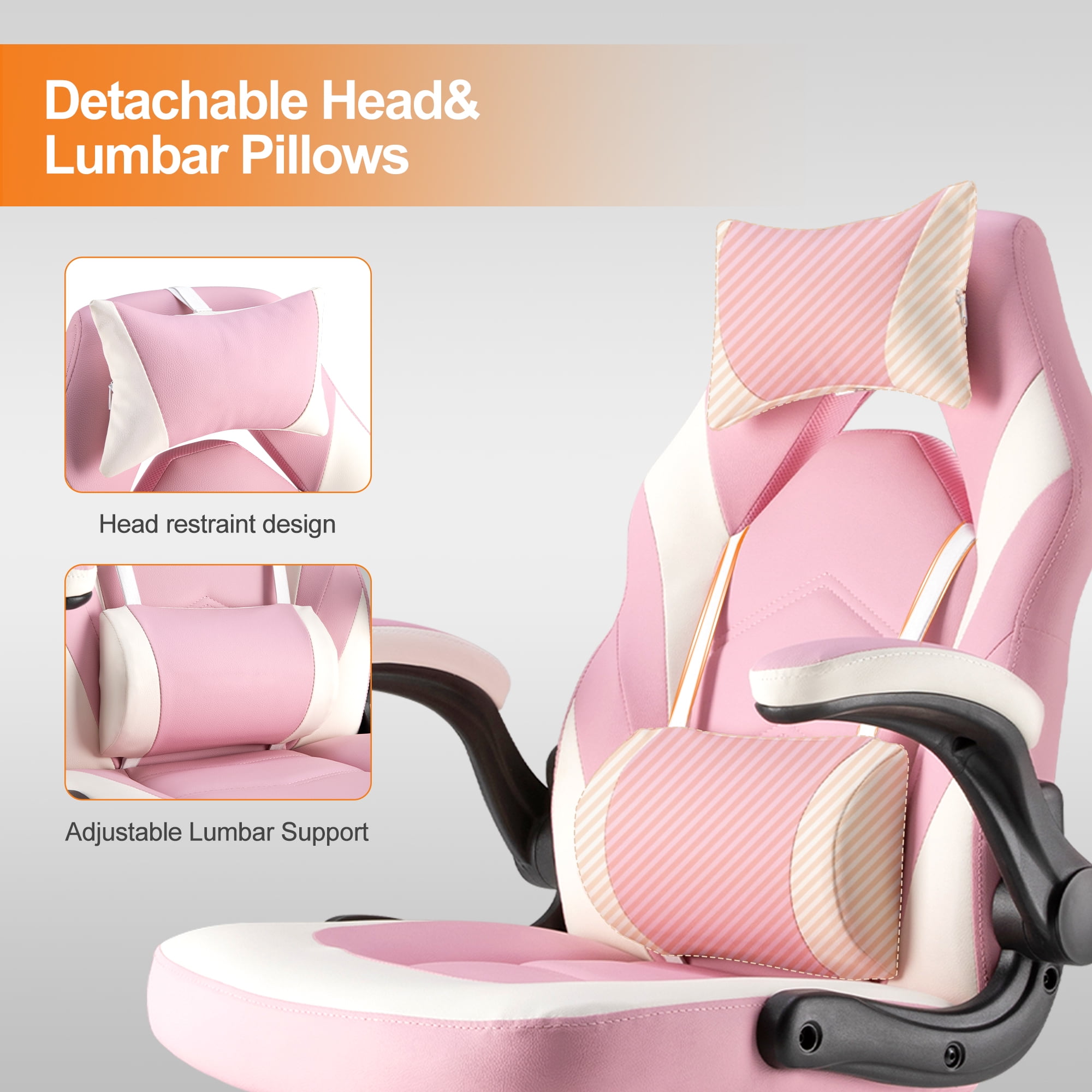 Rimiking High-Back Gaming & Office Chair, Ergonomic Executive Swivel Design with Headrest and Lumbar Support for PC Racing