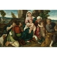 thumbnail image 3 of Bonifacio Veronese 14x11 Black Modern Framed Museum Art Print Titled - Holy Family with Saint Elizabeth, the Infant St. John, and Two Shepherds, 3 of 5