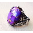 thumbnail image 4 of Purple Copper Turquoise Eagle Ring, Natural Copper Turquoise, Silver Jewelry, 925 Silver Ring, Birthday Gift, Heavy Mens Ring, Arabic Design, Ottoman Style Ring, Christmas, Turkey Mens Signet Ring, 4 of 6