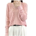 thumbnail image 2 of Amidoa Pink Women's Sweaters Long Sleeve V-Neck Lace Embroidered Cozy Elegant Sweaters Womens Cardigan Sweaters M, 2 of 3