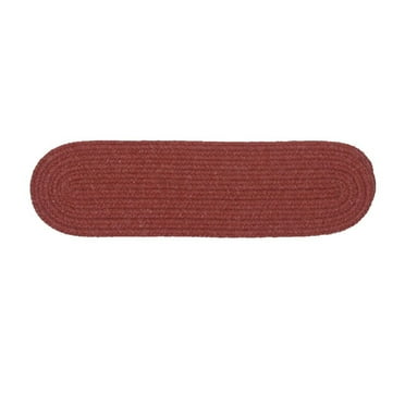 Colonial Mills 28" Red Solid Handmade Braided Stair Tread Oval Rug