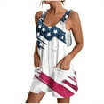 thumbnail image 1 of Penkiiy Independence Day Women Rompers Summer Overalls Shorts Loose Fit Sleeveless Knot Strap Short Jumpsuits with Pockets 2XL Multicolor, 1 of 5