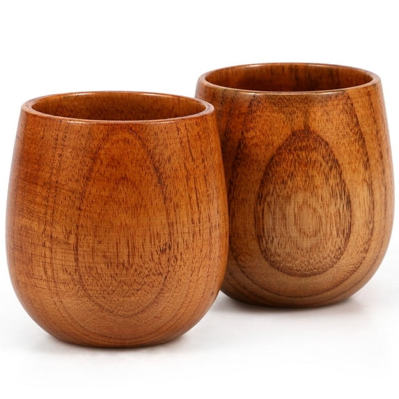Xiao Hua Juego de 2 copas de vino de madera de 250 ml, diseño vintage creativo, un regalo tabú para hombres.