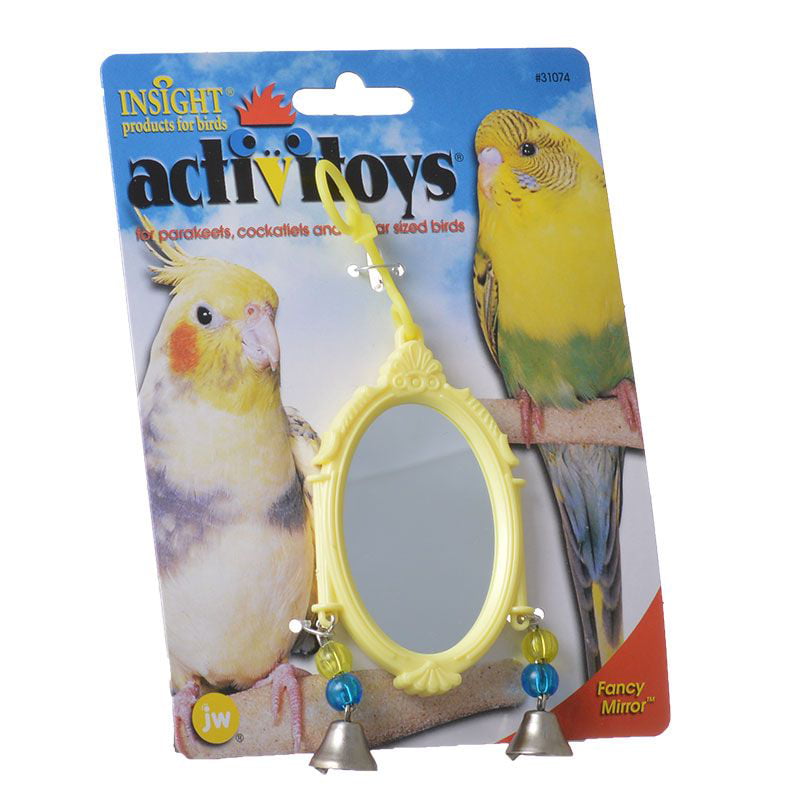 s DUJIAOSHOU Bird Mirror Toy with Rope Perch Parrot Bite Toy with Large Mirror Parrot Claw Birdcage Perches Mirror Chew Toy for Budgie Parakeet Cockatiels Lovebirds