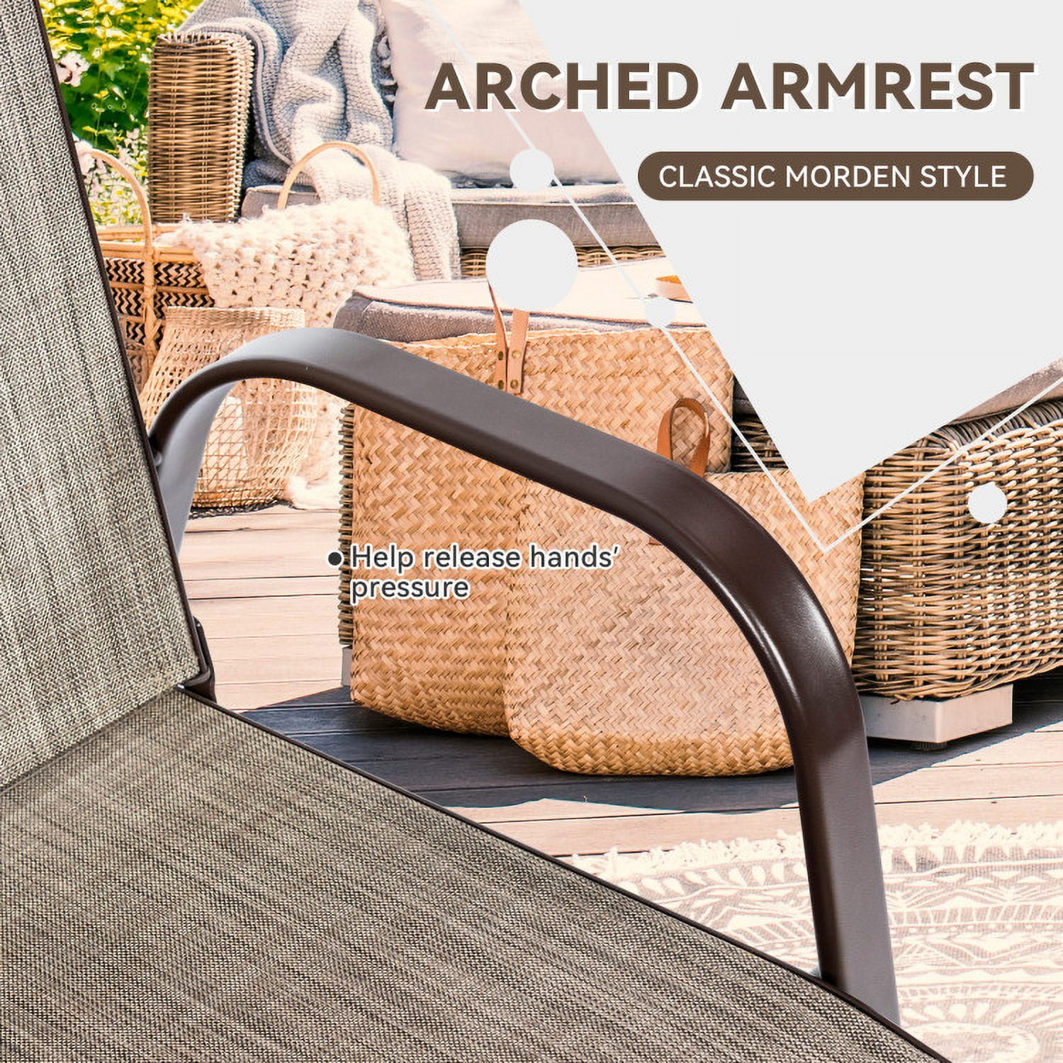 Aimee Lii 2 Pcs Patio Chairs Outdoor Dining Chair with Armrest, Outdoor Patio Set, Gray
