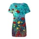 thumbnail image 3 of Puntoco Vestido De Manga Corta Para Mujer Vestido De Cuello Redondo Con Estampado Floral Vestido De Cuello Redondo De Manga Corta Color L,Regalos Para Mujer Joven, 3 of 5