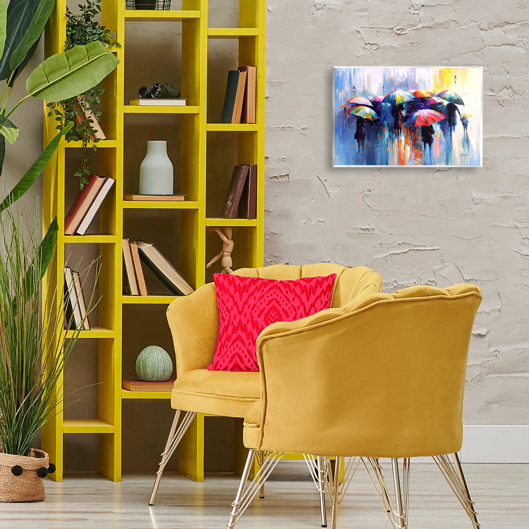 Stupell Industries Memories Beneath Rain Novelty Painting Unframed Art Print Wall Art, 15 x 10