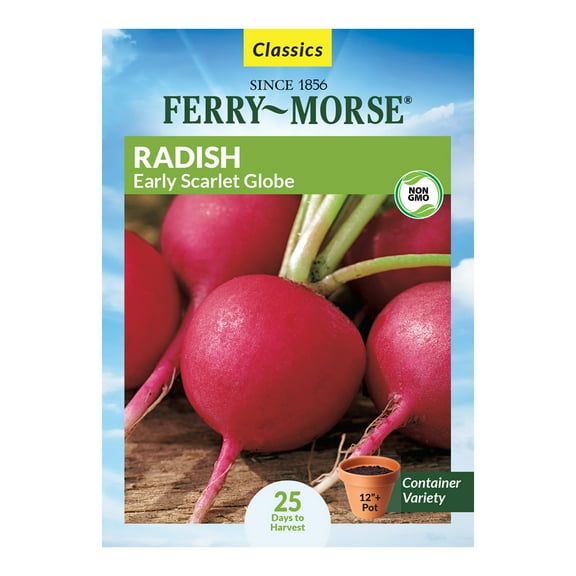 Ferry-Morse 1.75G Radish Early Scarlet Globe Annual Vegetable Seeds, Full Sun