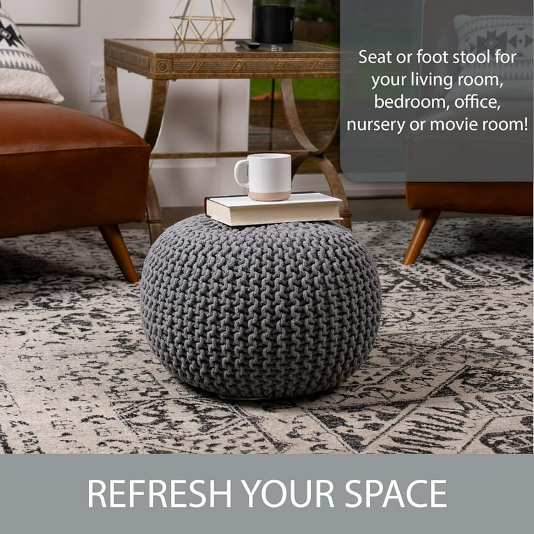 Grey ottoman pouf discount