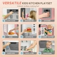 thumbnail image 7 of ZENPETIO Wooden Play Kitchen w/Realistic Lights & Sounds for Ages 3+, Kitchen Playset with 28 Pcs Toy Food & Cookware Accessories, Toy Kitchen with Plenty of Play Features Pink, 7 of 7