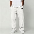 thumbnail image 2 of Fabrcox Mens Linen Pants Baggy Wide Leg Mens Summer Pants Beach Vacation Travel Lightweight Drawstring Big and Tall Men's Lounge Pants with Pockets White XL, 2 of 9