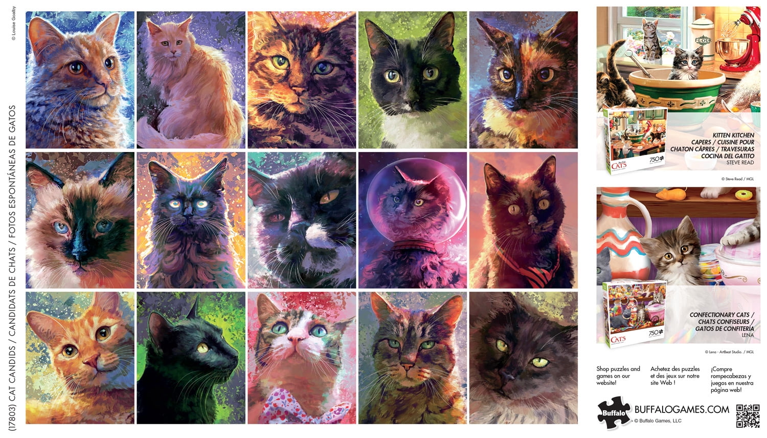 Buffalo Games Cat Candids 750-Piece 24 x 18-Inch Interlocking Jigsaw Puzzle for Adults Ages 14+