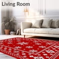 thumbnail image 2 of ODIKA 6'x9' Machine Washable Non-Slip Area Rug, Festive Snowflake Holiday Celebration Magical Winter Enchanted High Traffic Rug with Pad, Red, 507048, 2 of 8