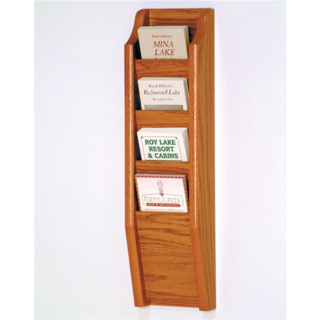 Wooden Mallet BR24-4BL Cascade 4 Pocket Brochure Rack - Black, Light Oak & Medium Oak
