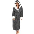 thumbnail image 2 of 2023 Fleece Bathrobe Women Soft Dressing Gown Hooded Fluffy Towling Bath Robe-1, 2 of 3