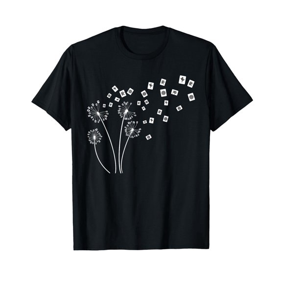 Mahjong Player Funny Cards Tiles Dandelion Chinese Tile Game T-Shirt